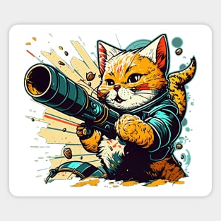 Cat with bazooka Magnet